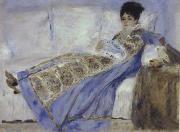 Madame Monet Reclining on a Sofa Reading Le Figaro renoir